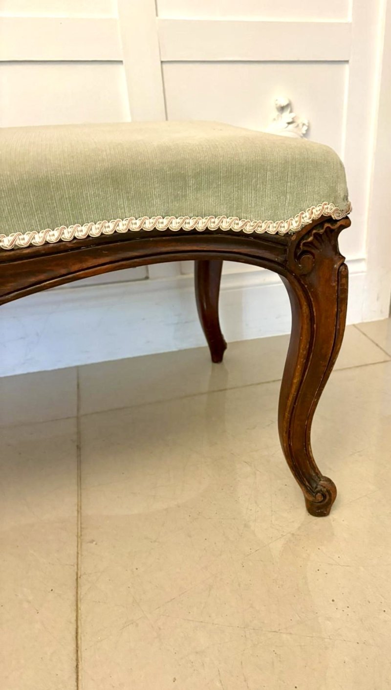 Large Antique Victorian Quality Carved Walnut Stool